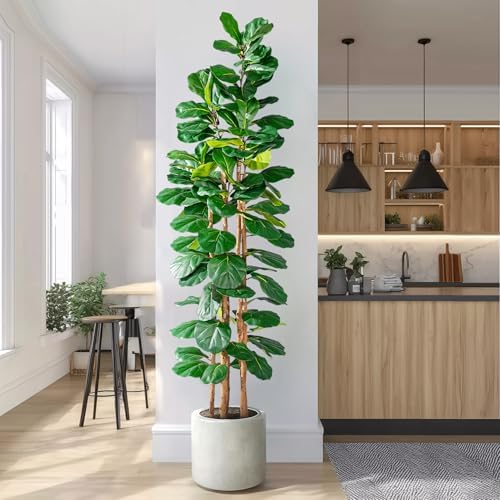 Large Fake Fiddle Leaf fig Trees Tall Artificial ficus Tree Indoor Outdoor Realistic Floor Plant Faux Plastic Plants Flowers for House Home Living Room Office Front Porch Modern Farmhouse Decor - Image 7