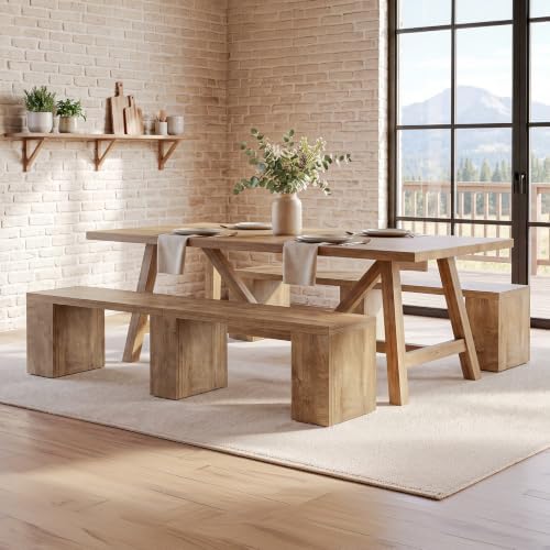 Tribesigns 78.74" Extra Long Dining Bench, Farmhouse Kitchen Wood Bench - Image 5