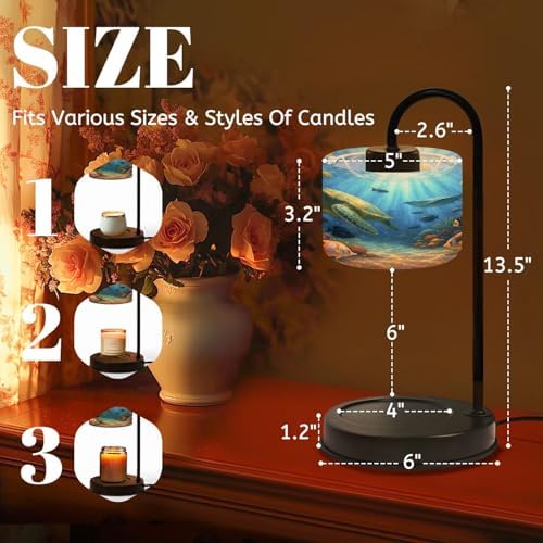 Candle Warmer Lamp with Timer Ocean Water Sea Turtle Coral Fish Underwater Scenery Realistic Dimmable Wax Warmer with 4 Bulbs for Jar Candles Women Birthday Gifts House Warming New Home Decor - Image 2