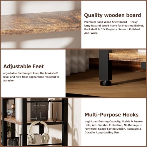 INNOD 65" X 50" Straight Wide 5 Tier Bookshelf with LED Light, L Shaped Bookcase with Adjustable Feet, Corner Book Case with 10 Open Shelves, Shelf Unit Display Shelf for Living Room, Home Office - Image 3