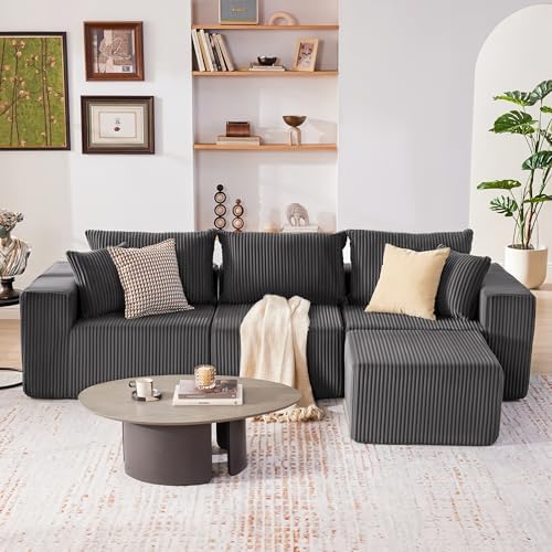 Weture 107.4" Modular Bnoeless Couch, Convertible Sectional Couch, Beige - Image 2
