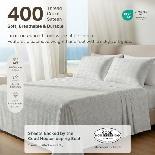 California Design Den Soft 100% Cotton 400 Thread Count Sheets Queen, 4 Pcs - Image 2