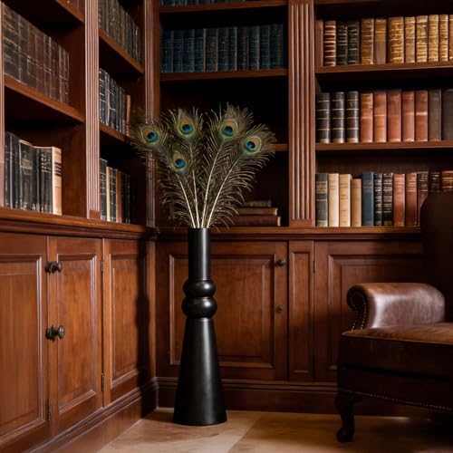 23.6Inch Black Floor Vase – Modern Minimalist Decorative Resina Vase for Living Room, Bedroom, Office, Faux Flowers, Table, Mantel, Entryway - Image 6
