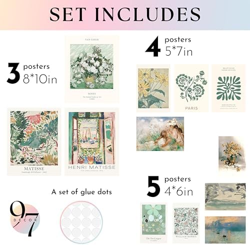 97 Decor Sage Green Boho Framed Wall Art, 12 Pcs Prints, Beige Frame - Image 2