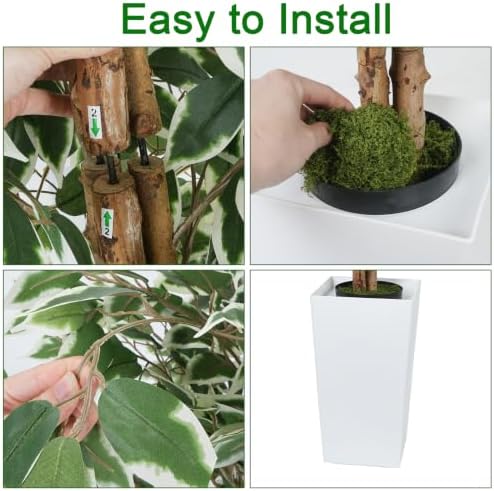 GTIDEA 6FT Ficus Tree Artificial, Fake Indoor Plants with Tapered Planter - Image 7