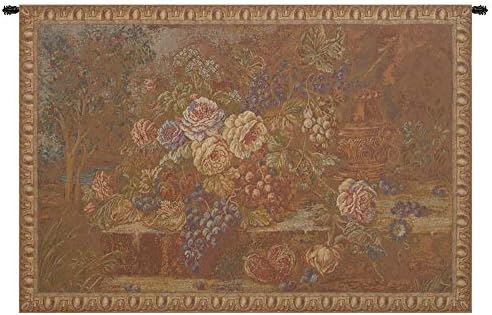 Decorative Bouquet with Grapes Red Floral Tapestry Wall Hanging 26 x 39 in by CCharlotteHomeFurnishings