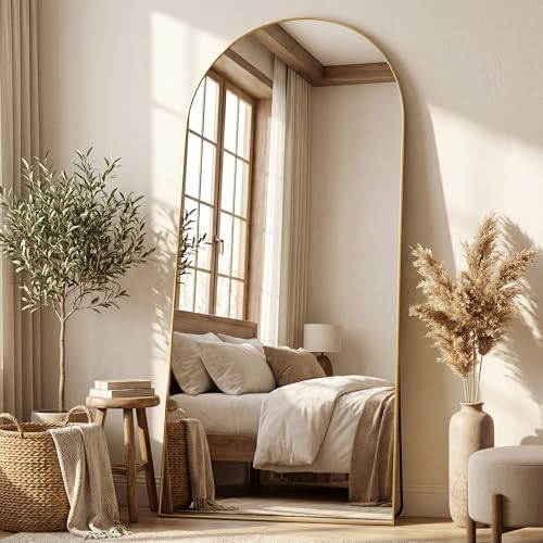Antok 76" x34” Arched Full Length Mirror, Floor Mirror with Stand,Gold - Image 2