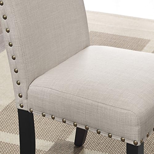 Biony Tan Fabric Counter Height Stools with Nailhead Trim, Set of 2 - Image 4