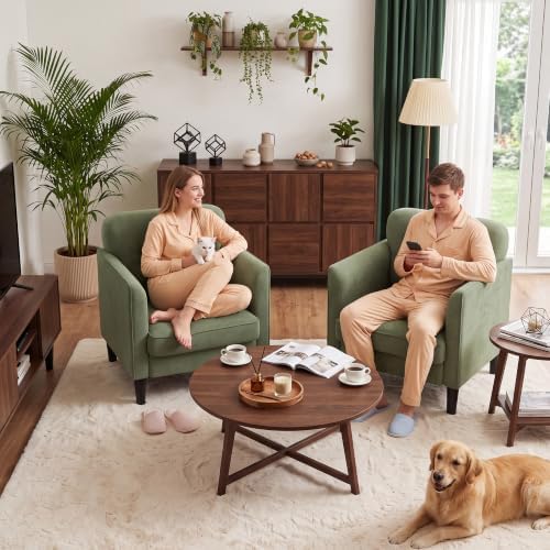 Kromax Accent Chair for Living Room Set of 2, Comfy Reading Armchair, Green - Image 7