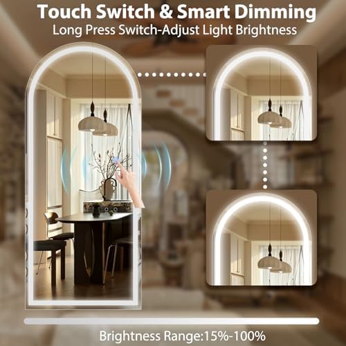 GLSLAND LED Arched Full Length Mirror, 76"x34" Lighted Full Body Mirror - Image 3