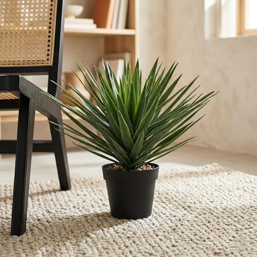 22 Inches Artificial Agave Plant for Indoor & Outdoor - Large Fake Agave Plant in Black Pot with Real Stone Pebbles, Modern Home Office Decor, 105 Leaves - Image 6