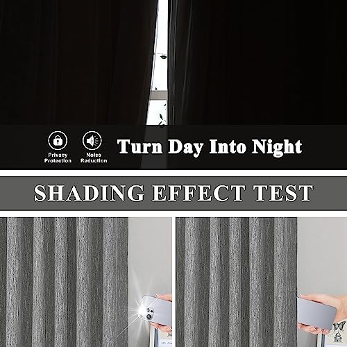 Vision Home Charcoal Grey Pinch Pleated Full Blackout Curtains Room Darkening Window Curtains for Living Room Bedroom Thermal Insulated Pinch Pleated Drapes with Hooks Back Tab 2 Panel 40" Wx108 L - Image 3