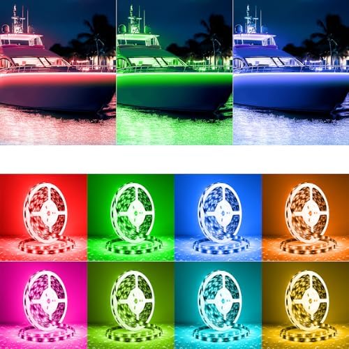 Boat Lights LED Waterproof, Pontoon Boat Led Lights Strip, Marine Led Strip Light, Multicolor 12v RGB LED Strips Outdoor IP67, Night Fishing Lighting with APP & Remote for Bass Jon, RV, Kayak (40FT) - Image 5