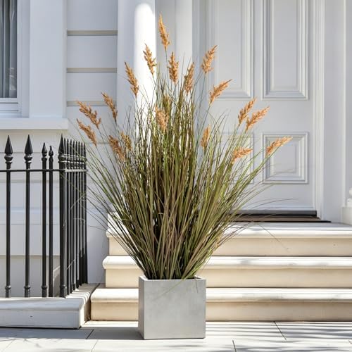 Faux Plastic plantas Synthetic Pampas Grass Indoor Outdoor Realistic Floor Plants pet Friendly Fake Grass for Home Office Wedding para Patio Front Artificial Grass Decor Housewarming Gift by Unknown