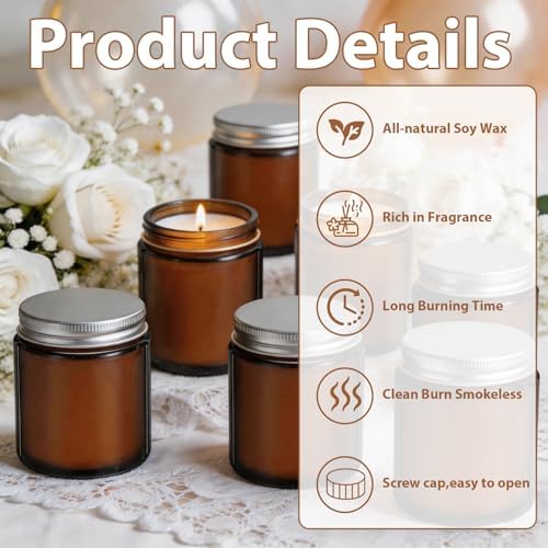 24 PCS 6oz Bulk Mini Scented Soy Candles Gift Set, Eucalyptus Mint Aromatherapy Mason Jar Candles, Long-Lasting Relaxing Candle Favors, Ideal for Home Decor & Holiday Wedding Bulk Gifts - Image 3