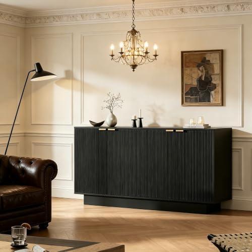 63" Fluted Sideboard Buffet with 4 Doors - Image 3