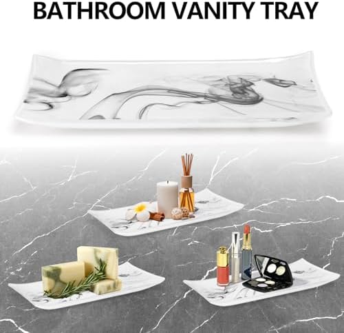 Haturi Bathroom Accessories Set, 4 Pcs Marble Look Sets Soap Dispenser & Toothbrush Holder Counter Top Restroom Apartment Decor Stuff, Glass Kits, Gift for Women and Men, Ink White - Image 6