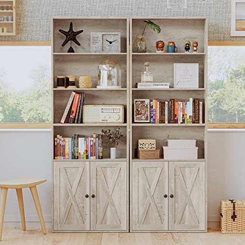 IRONCK Industrial Bookshelves and Bookcases with Doors Floor Standing 6 Shelf Display Storage Shelves 70 in Tall Bookcase for Home Office, Living Room - Image 4