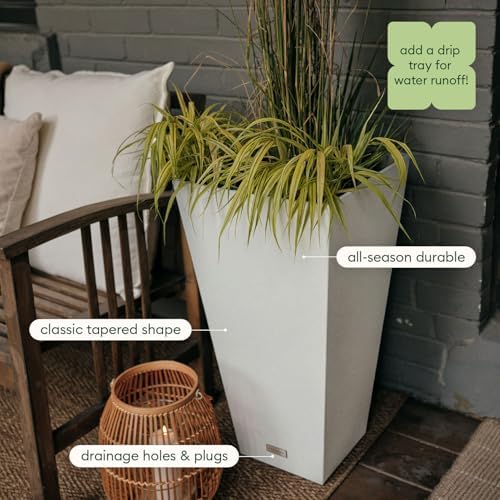 Veradek V-Resin Indoor/Outdoor Taper Planter, Set of 2 (30 inch, White) - Image 5