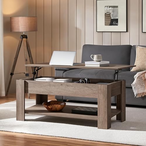 Yaheetech 47.2 in Lift Top Coffee Table with Hidden Storage & Shelf, Gray - Image 2