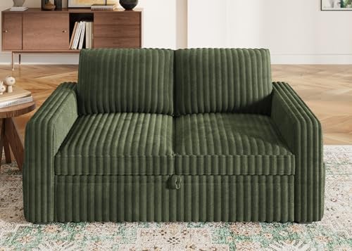 HONBAY Modular Pull Out Sofa Bed,Corduroy Loveseat, Couches for Living Room,Green - Image 6