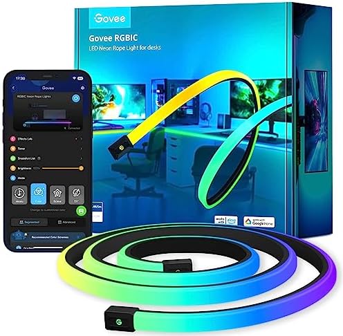 Govee RGBIC Neon Rope Lights for Desks, 16.4ft LED Gaming Desk Lights by Unknown