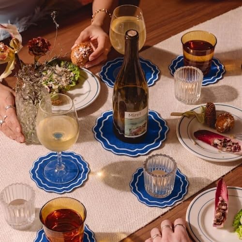 Linen Drink Coasters, Set of 6, 4.5 inch, Royal Blue - Image 6