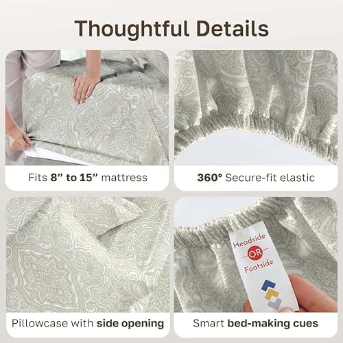 California Design Den 100% Cotton Sateen Twin Size Bed Sheets Set, 3 Pcs - Image 5