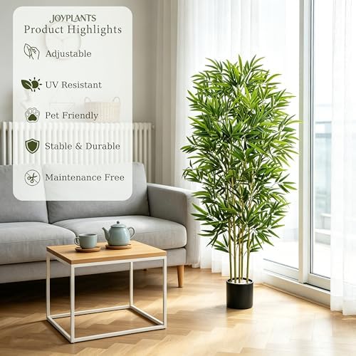 Bamboo Tree Artificial 5FT Fake Tree in Black Pot for Home Decor - Image 5