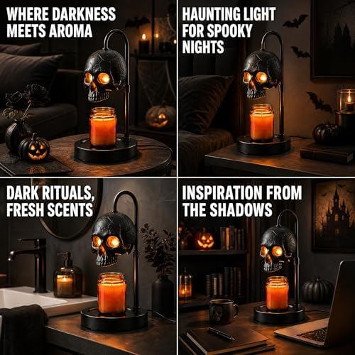 Skull Candle Warmer Lamp with Timer & Dimmer, Black Gothic Candle Warmer - Image 6