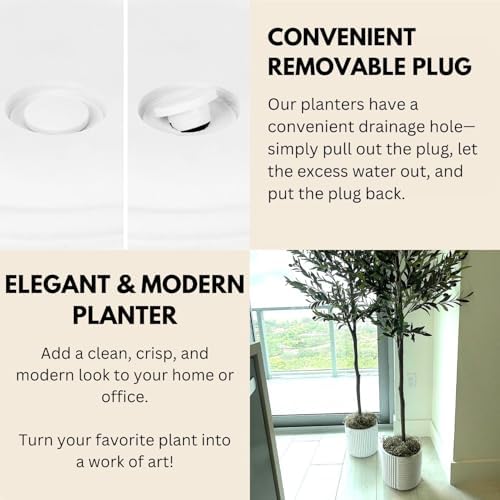 Fox & Fern Large Planter for Indoor or Outdoor, White Matte, 12 Inch - Image 4