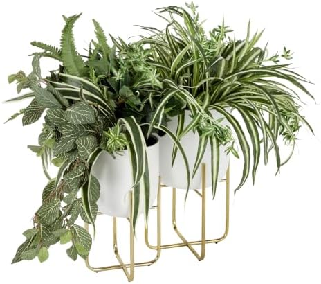 deco 79 Metal Planter, Set of 2 Planter 16", 13" H, White - Image 2