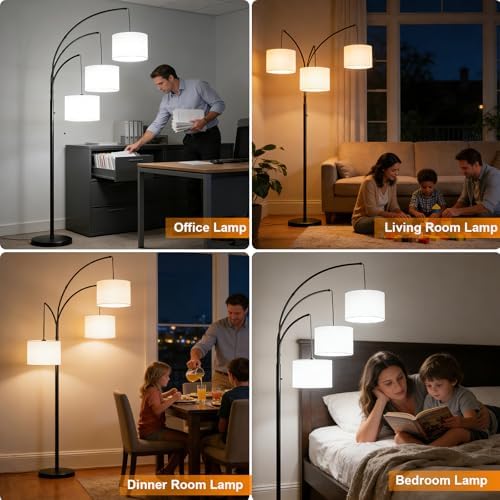 Floor Lamp with Remote, 3 Light Arc Floor Lamps for Living Room - Image 5