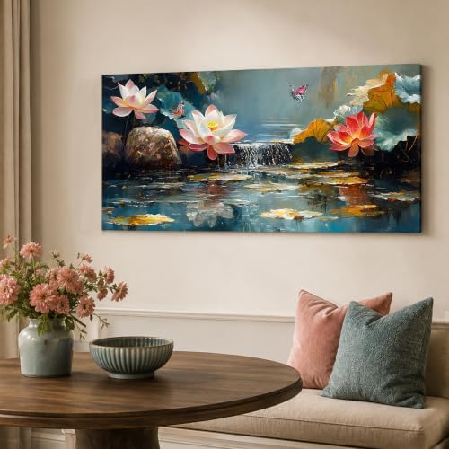 Anolyfi Lotus Canvas Wall Art for Living Room 40"x20" - Image 6