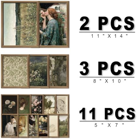 ANERZA 16 PCS Framed Vintage Wall Art Decor, French Country Wall Prints for Bedroom, Landscape Gallery Wall Frame Set, Farmhouse Posters for Living Room Aesthetic, Rustic Collage Kit, Dorm Home Decor - Image 2