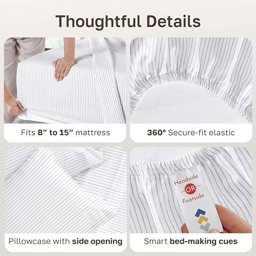 California Design Den 100% Cotton Sateen Twin Size Bed Sheet Set, 3 Pcs Set - Image 5
