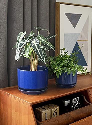 LE TAUCI Ceramic Pots for Plants, 4.3+5.3+6.8 Inch, Set of 3, Sapphire Blue - Image 2