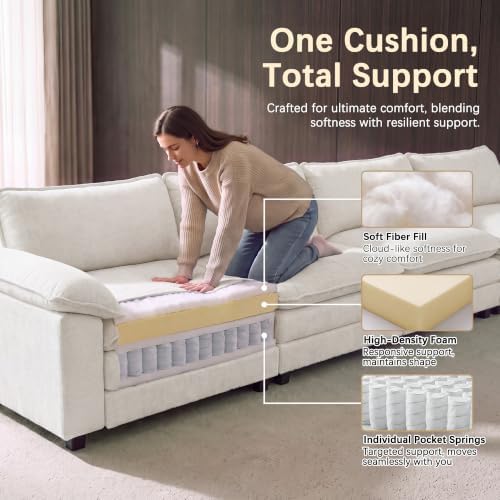 Homall 158.6" Cloud Couch, Modular Sectional Sofa, White - Image 6
