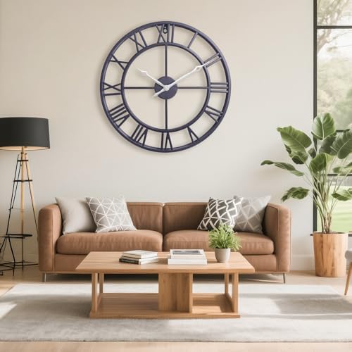 30 Inch Slate Gray Giant Round Roman Numerals Large Wall Clocks - Image 4