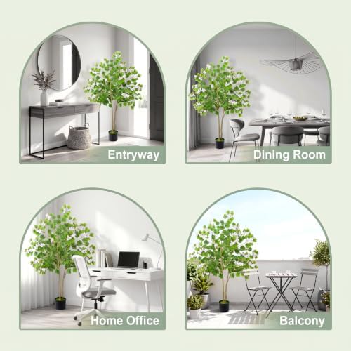 6FT Artificial Bauhinia Tree,Realistic Fake Potted Plants with Flowers&Planters,Indoor/Outdoor Faux Flowering Trees for Home,Office,Porch,Wedding,and Housewarming Gift Decor,White - Image 5