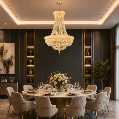 Gold Crystal Chandeliers for Dining Room，28-Lights D30 Inch - Image 2