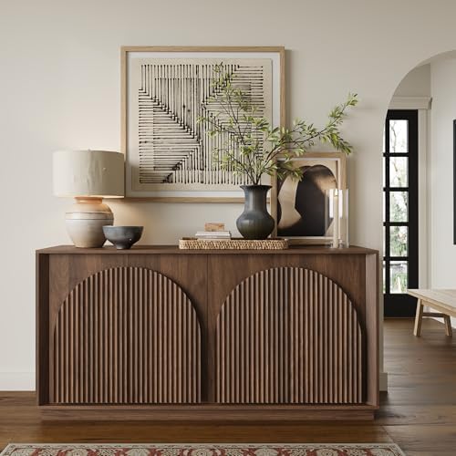 win2win 65" Sideboard Buffet Cabinet with Storage, Modular Credenza, Walnut - Image 3
