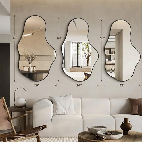 Dorlicecass Mirror Full Length - Wall Mirrors Decorative 26"x 43" Asymmetrical Abstract Aviation Aluminum Alloy Frame Unique for Bathroom, Bedroom, Living Room, Cloakroom, Entryway Black - Image 6