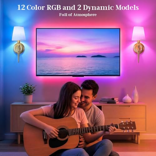 Battery Operated Wall Sconces Set of 2, Wireless Rechargeable Wall Lights with 12 RGB Colors and 3CCT Dimmable, Small Fabric LED Wall Lamps for Bedroom, Living Room, Hallway, Gold - Image 2