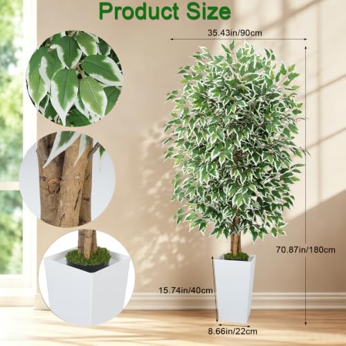 GTIDEA 6FT Ficus Tree Artificial, Fake Indoor Plants with Tapered Planter - Image 2