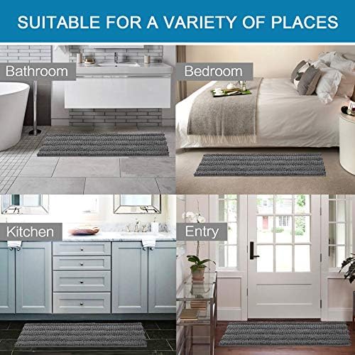 H.VERSAILTEX Bathroom Rugs Bath Mat Runner Rug Non Slip Kitchen Rug Extra Long Bath Rug Runners Oversized 59" x 20" Absorbent Washable Dry Fast Plush Area Rug for Bathroom/Bedroom - Grey - Image 6