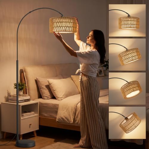 Ambimall Rustic Arc Floor Lamp, Color Temp and Brightness Adjustable,Black - Image 5