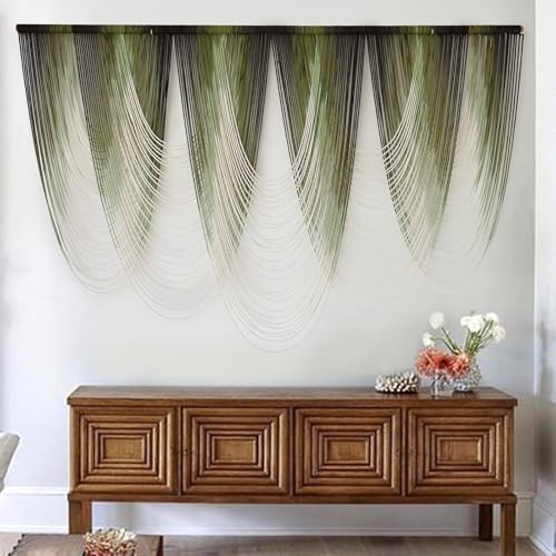 Macrame Wall Hanging Dip-Dyed Green Fiber Art Boho Wall Decor 57" W*41" L by IOWER