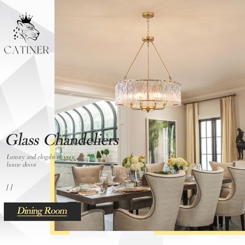 CATINER Modern 24.4" Crystal Glass Chandelier 8-Light Gold Chandeliers - Image 2