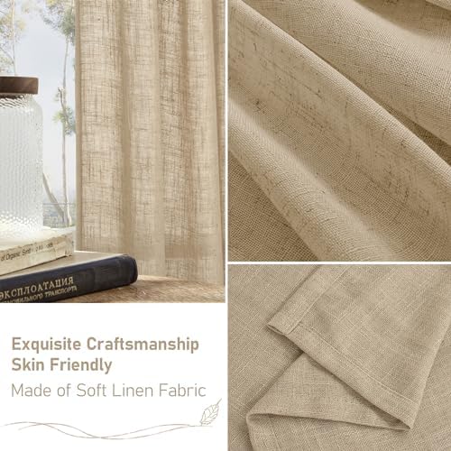 LAMIT 102 Inch Length Light Filtering Sheer Linen Curtains, 52 x 102 Inch - Image 6